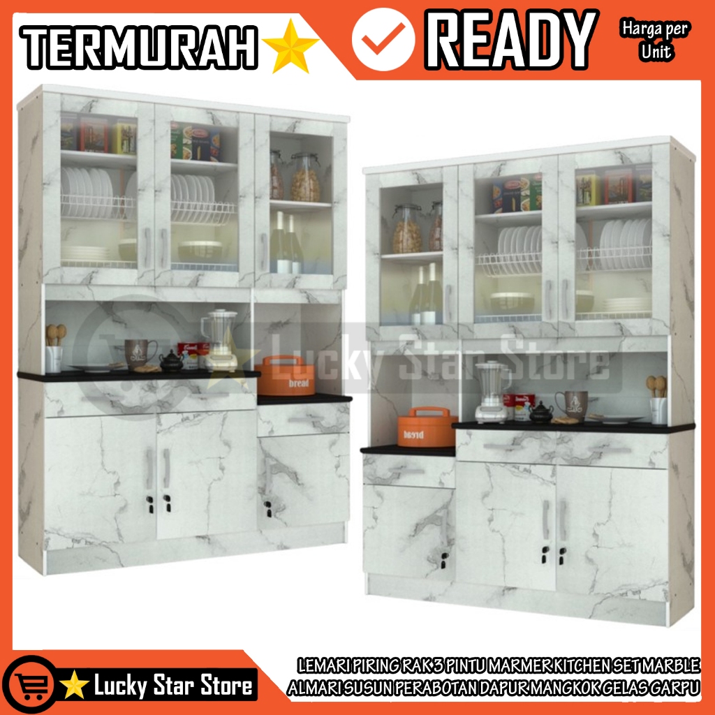 [Kargo] KITCHEN SET MARBLE KS 003 RD LEMARI PIRING RAK 3 PINTU MARMER ALMARI SUSUN PERABOTAN DAPUR M