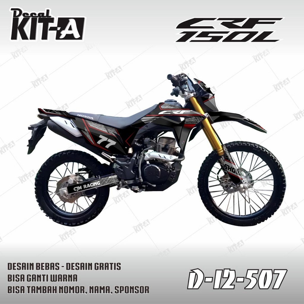 Decal CRF 150 L hitam abu D-I2-507