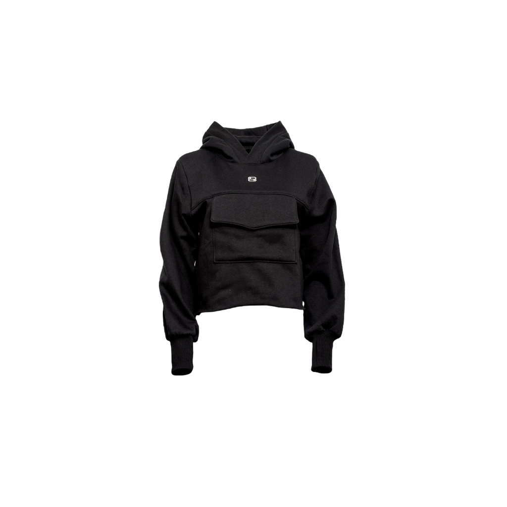 BLANC STUDIO - PADDED SQUARE HODDIE - BLACK