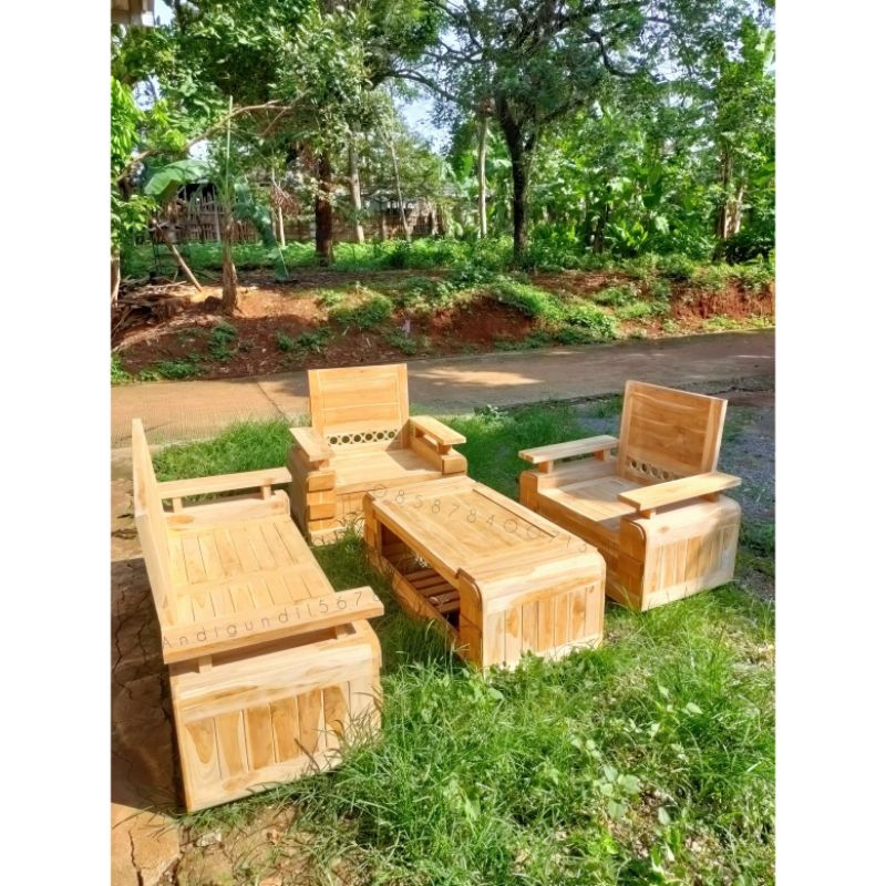 COD  Set kursi tamu minimalis 211+meja Full Kayu Jati Kursi Tamu sudut Jati meja kursi tamu minimali