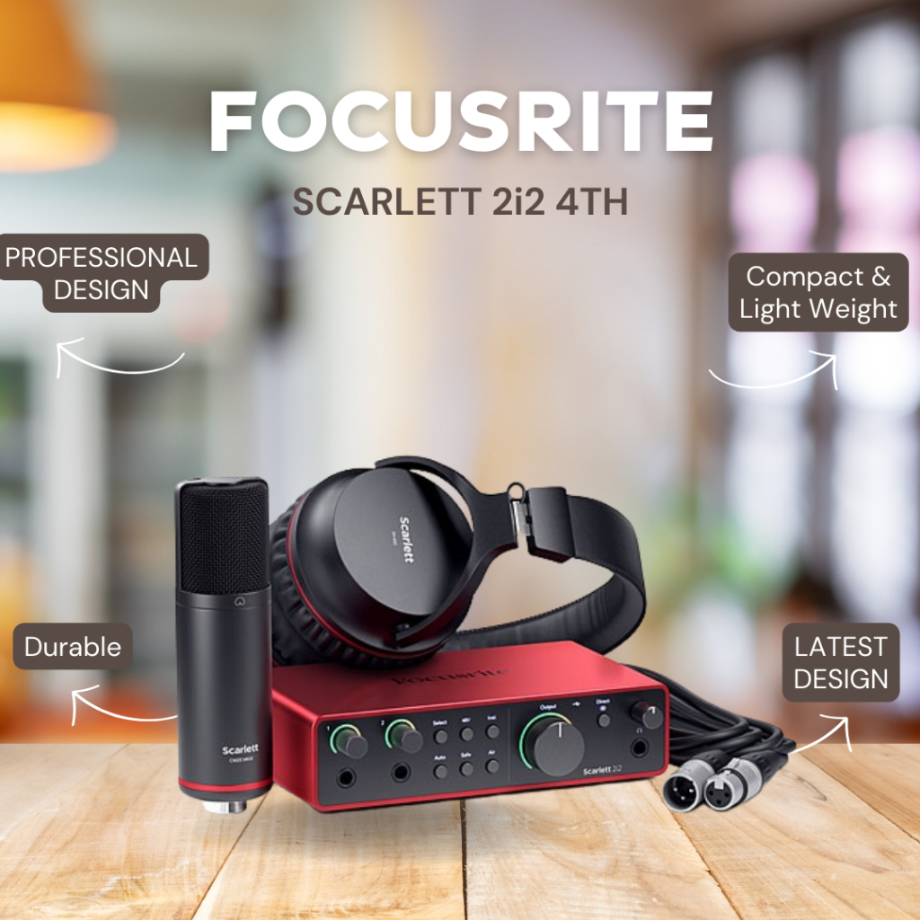 MIC FOCUSRITE SCARLETT 2i2 4 TH / 2i2 4TH GEN USB INTERFACE / SOUNDCARD RESMI FOCUSRITE