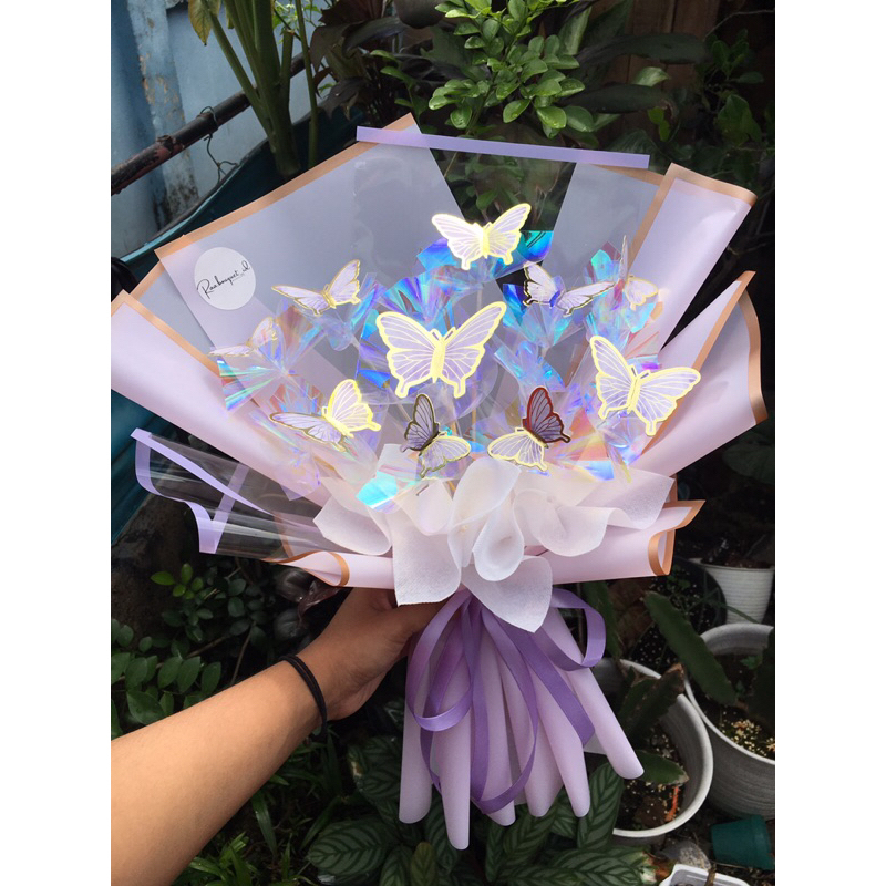 Buket kupu kupu M BACA DESKRIPSI / buket butterfly / buket kupu kupu hologram