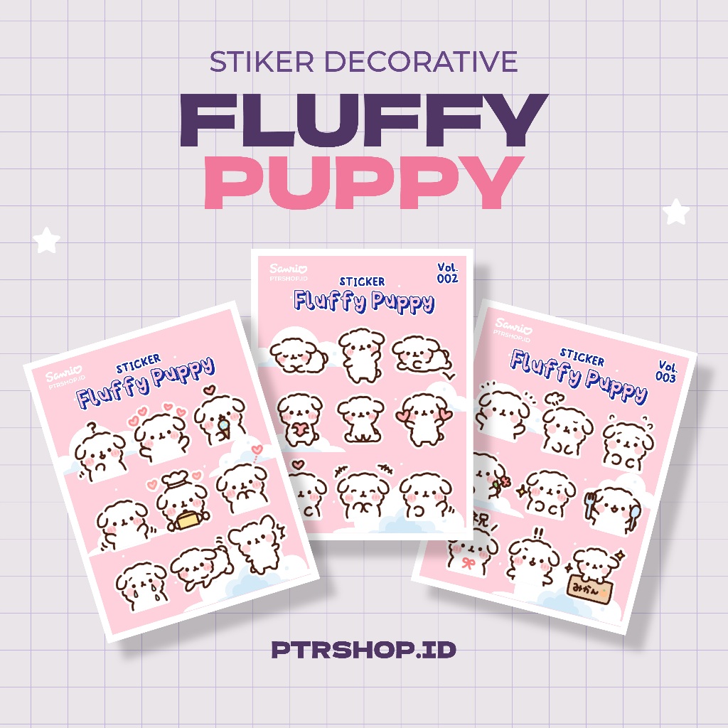 

STICKER DECO CUTE SANRIO SERIES - FLUFFY PUPPY / STICKER DECORATIVE AESTHETIC