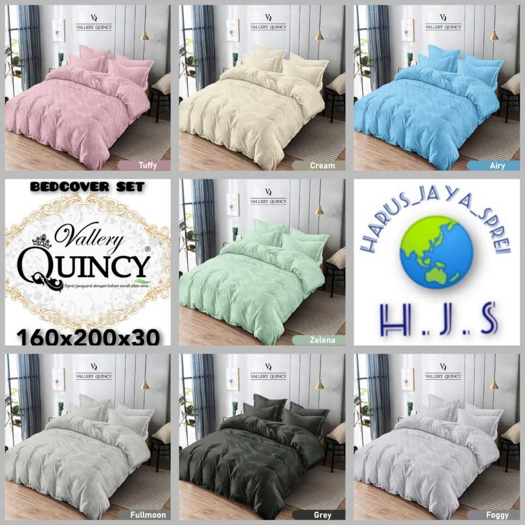 Vallery Quincy - Bedcover Set katun 160X200 Tinggi 30cm Bed Cover Set Queen Vallery Quincy Polos Jac