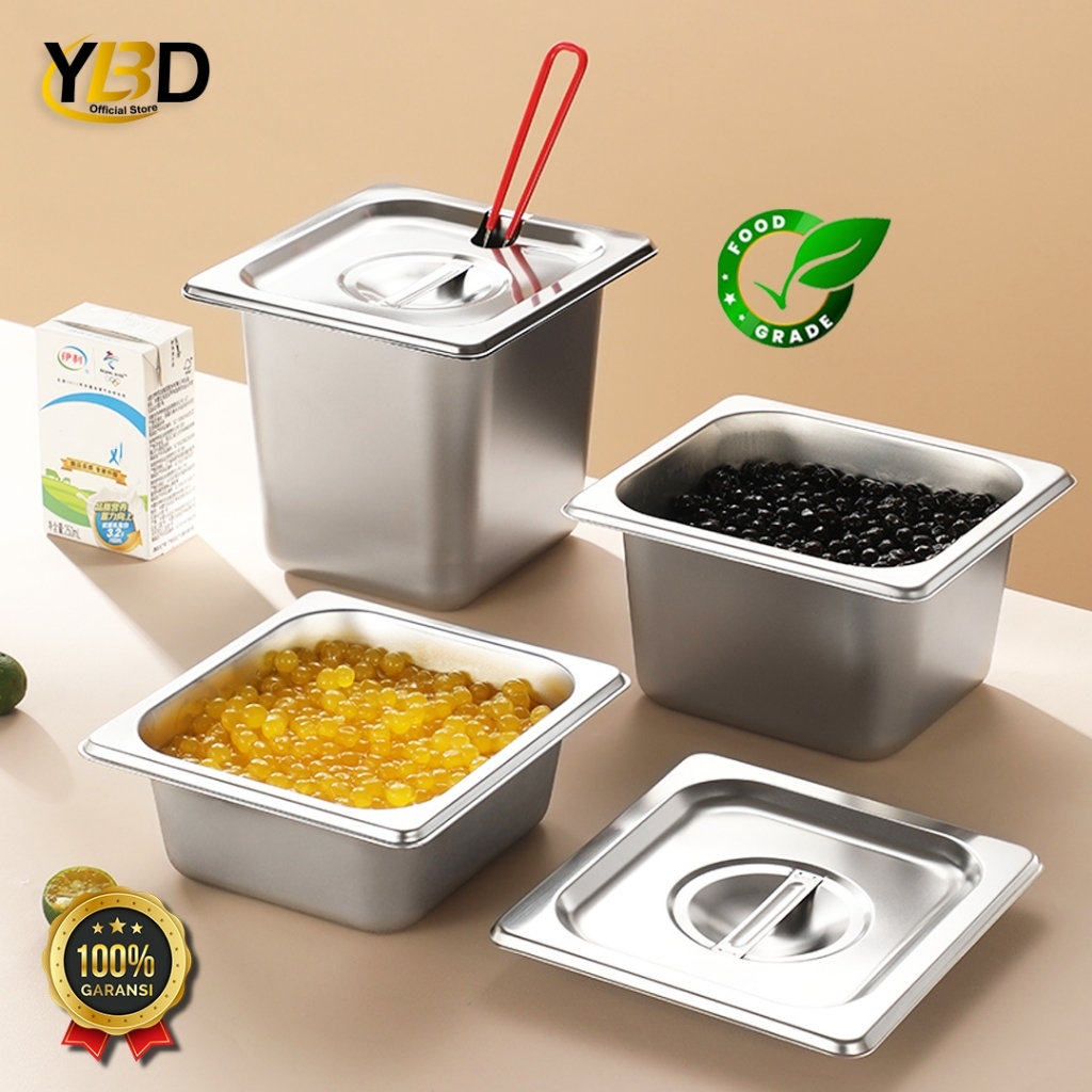 READY Food Pan Stainless + Tutup lubang 1/6 x 10cm | Tempat makanan satu set bahan stainless | food 