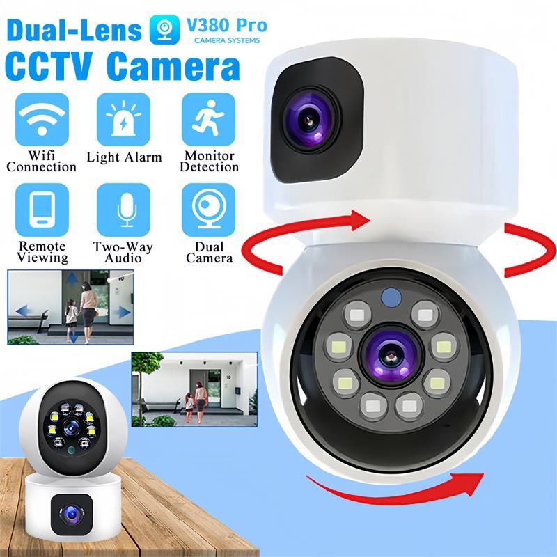 RETAIL V380 Pro CCTV Dual Lens Camera WIFI Wireless 360° Rotation Read Connect To Cellphone With Voice IP Security Kamera