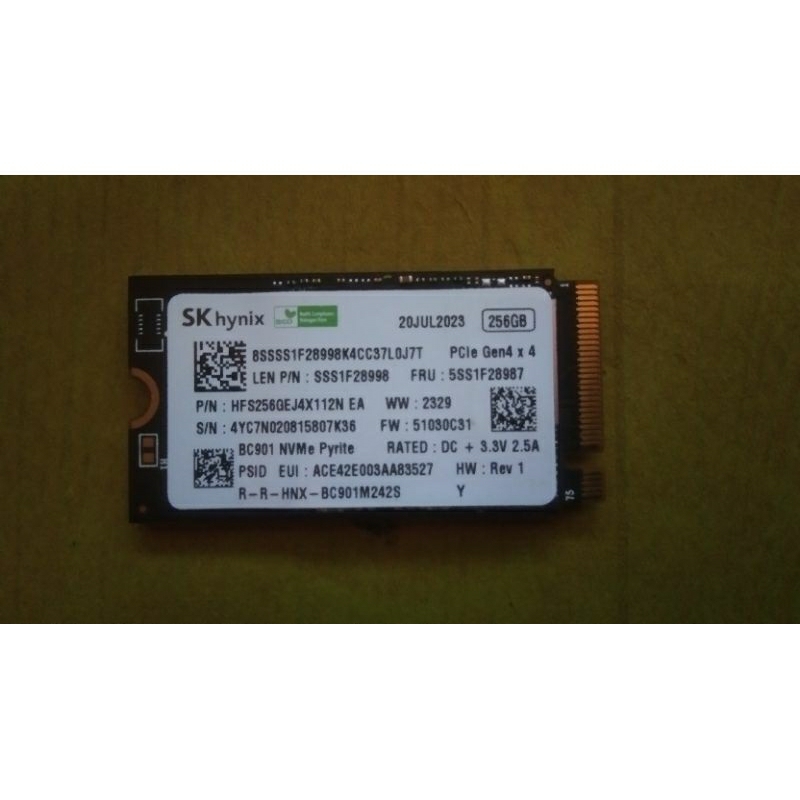 SSD Skhynix SK hynix Nvme 256GB Gen4 x 4 copotan baru