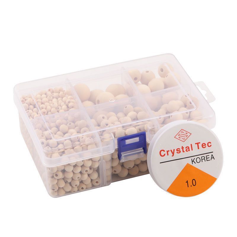 1000pcs/Set Manik Kayu Bulet Natural Halus Manik Kayu Bulat Bola Kayu Manik Manik Kayu Bahan