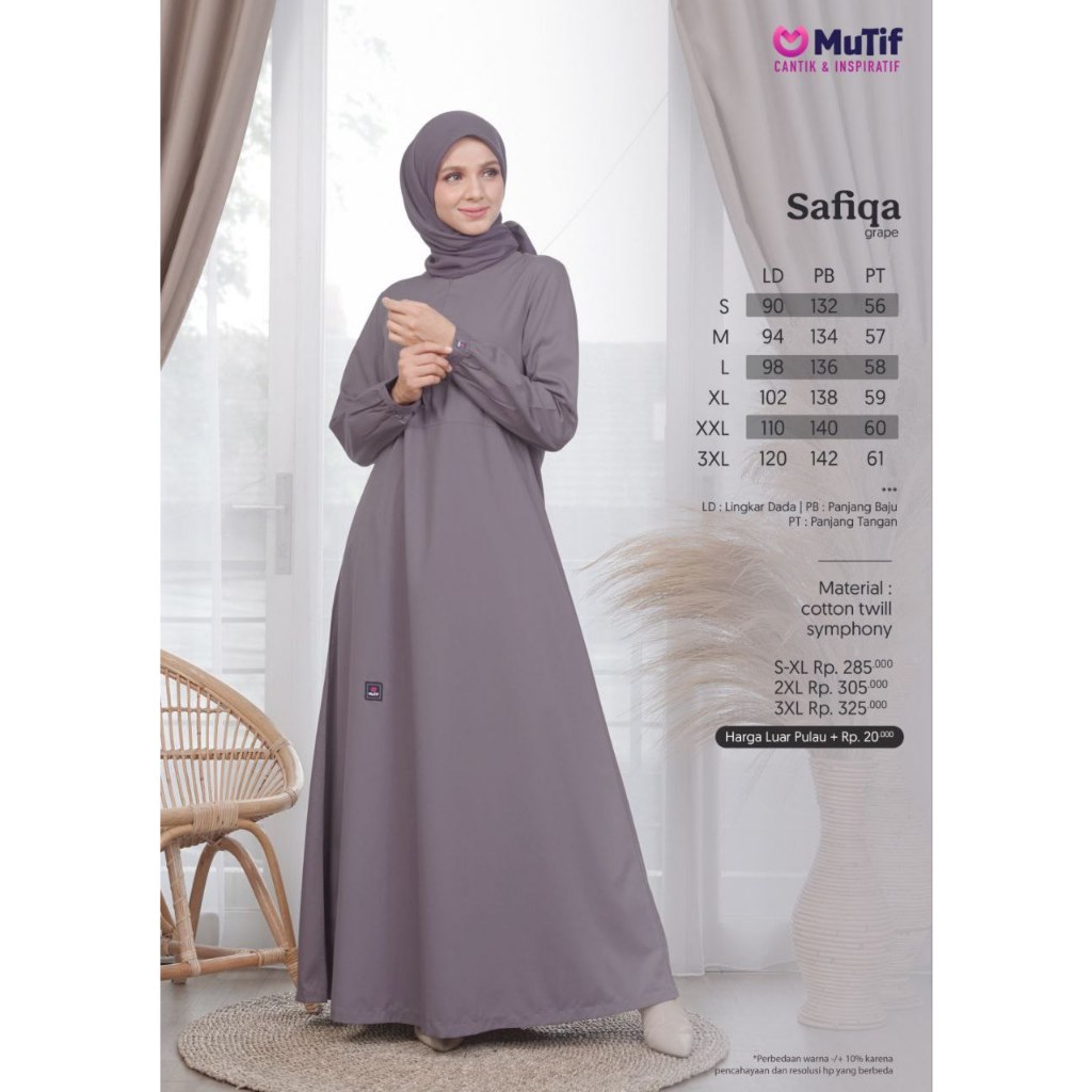 Gamis Safiqa Grape / Purple - Mutif Safiqa Grape / Purple || Baju Mutif Premium