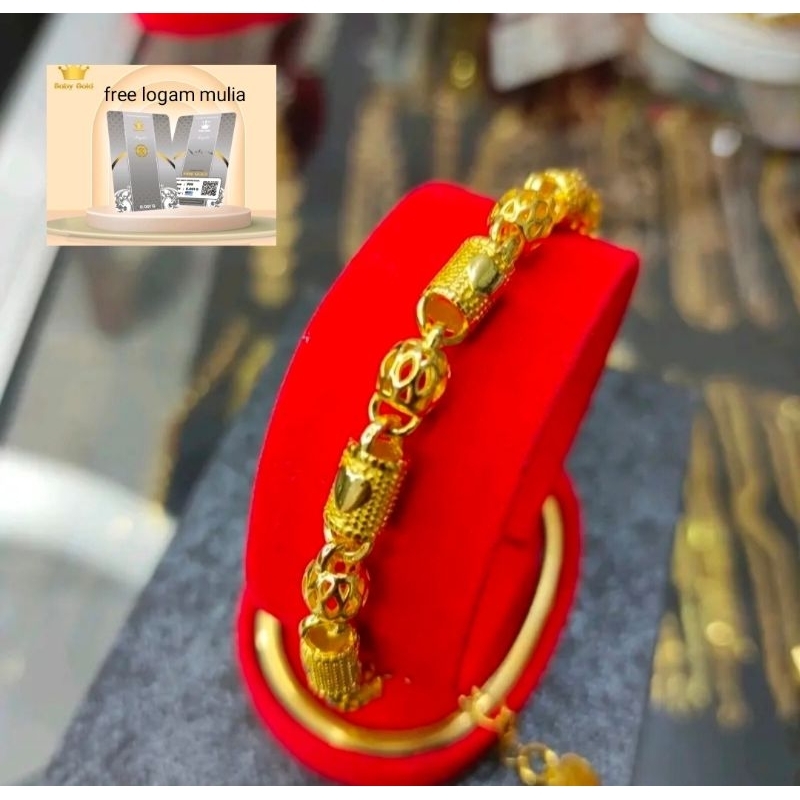 Gelang Bangkok Titanium Rantai Lapis Emas 24k Perhiasan Wanita Anti Karat Dan Anti Luntur Asli Ori