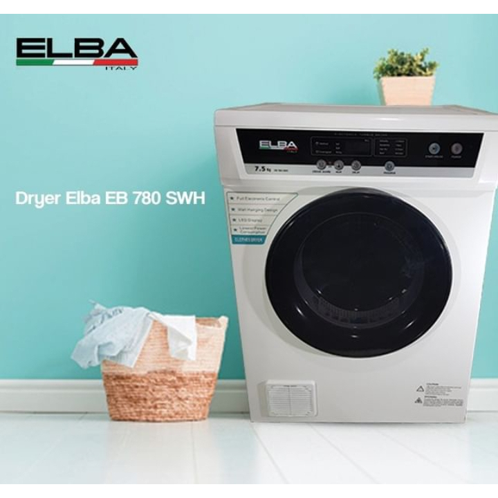 Mesin Pengering Pakaian Listrik Elba EB-780SWH 7.5 Kg Dual Operation (Floor Standing & Wall Hanging)