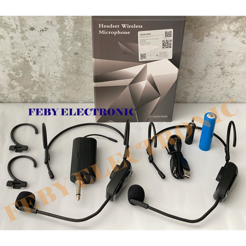 Mic Bando 2 Mic UHF Wireless Microphone Headset Portable Tour Guide Mic Imam masjid