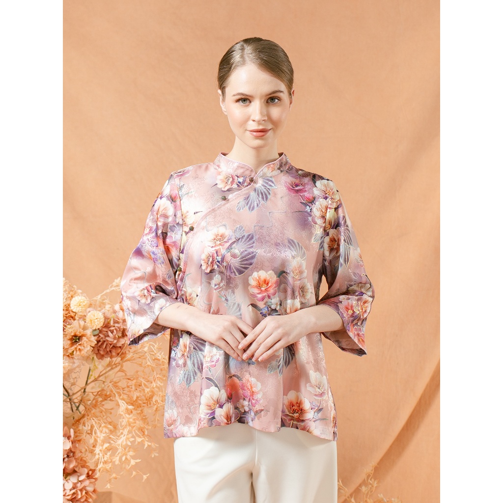 CHEVAL - Mey Shanghai Blouse - Pink Gold Satin