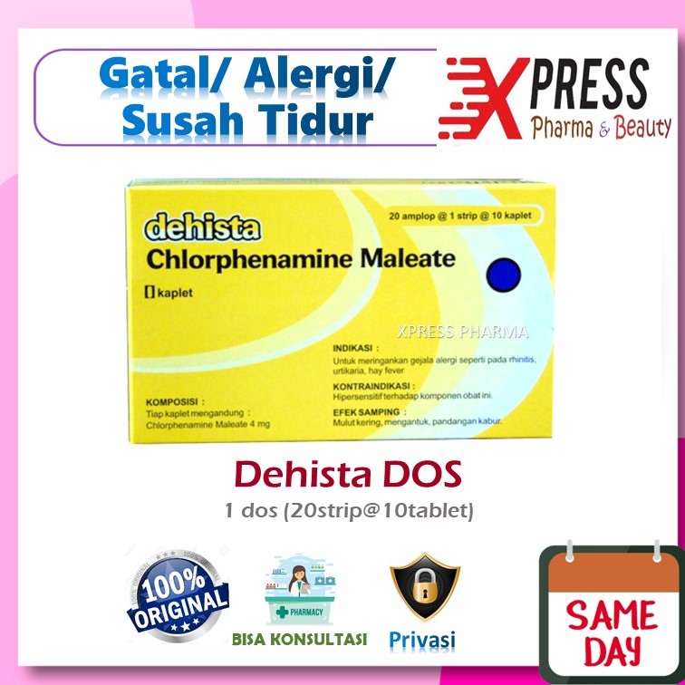 XPRESS  Dehista DOS Obat Gatal Alergi Susah Tidur CTM Tablet Box Dus Zet