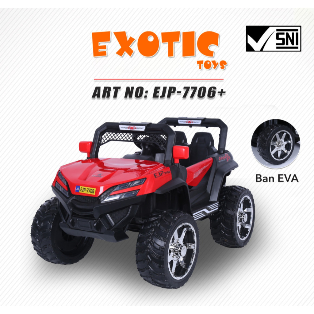 Mainan Mobil Aki Anak Jeep Exotic EJP 7706 / EJP 7706+ BAN KARET EJP7706 Mobil Aki Murah