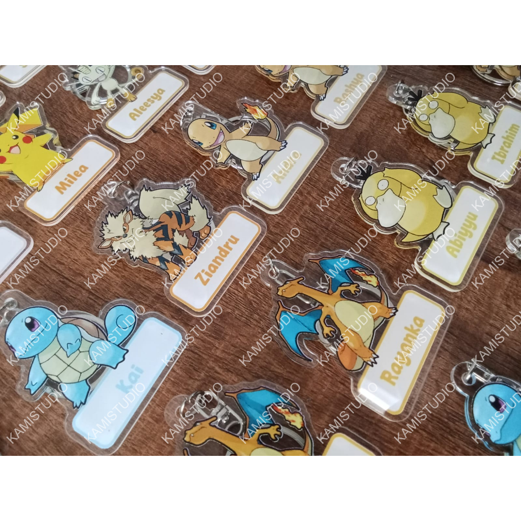 GAKUN POKEMON 2MM/ GANTUNGAN KUNCI PIKACHU  / GANTUNGAN TAS NAMA / BAG TAG PRINTING POKEMON / KADO C