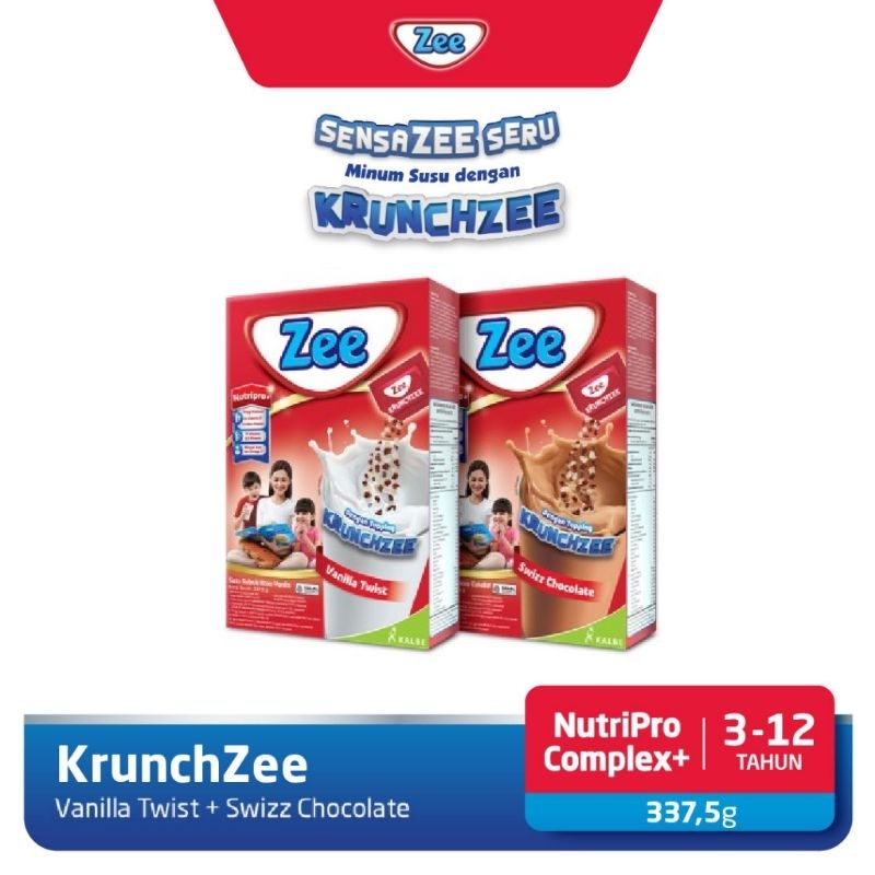 

susu Zee krunchzee 337,5 gram gr 337.5 350 vanila twist swizz chocolate