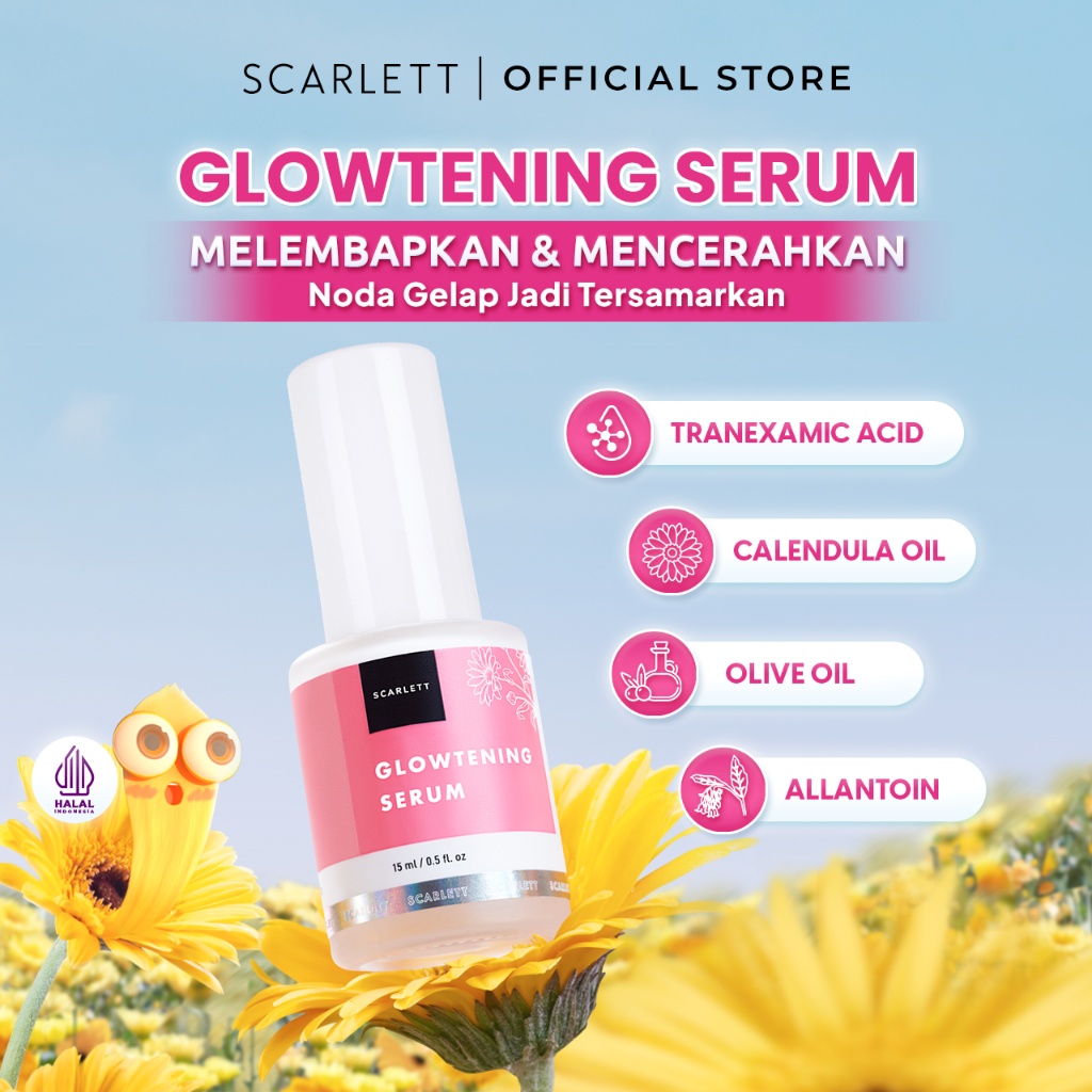 Scarlett Whitening Glowtening Serum Mencerahkan Anti Jerawat Melembabkan Mencerahkan Kulit Skincare 