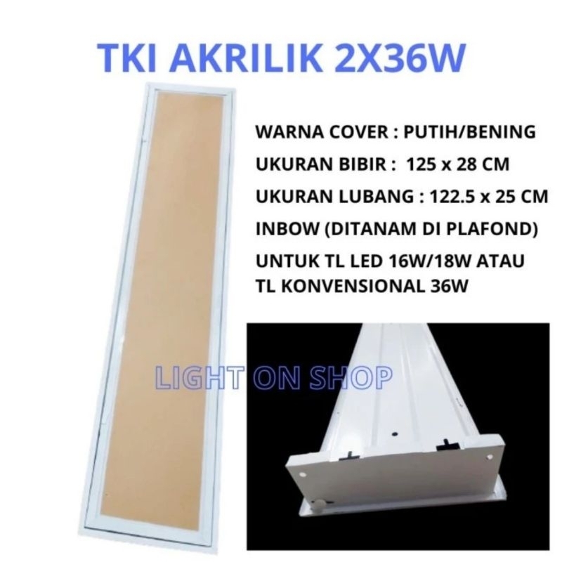 Kap tki acrylic 2x36w + fitting + kabel