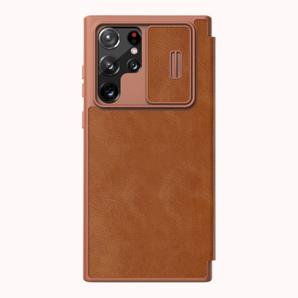 Dijual SAMSUNG S22 Ultra NILLKIN Qin Pro Leather Flip Case Flipcase Original - Brown Limited