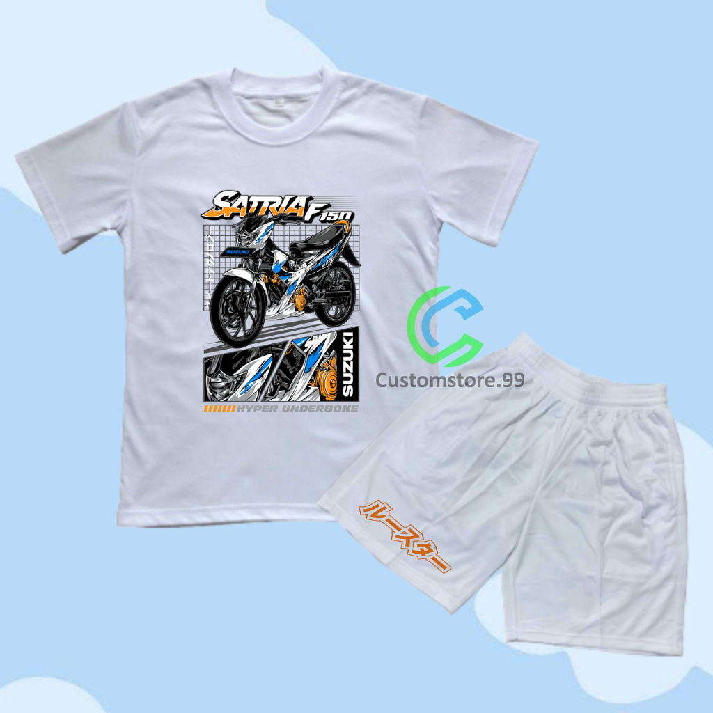 STELAN Baju Kaos Celana Anak Motif Motor Satria F150 FU Terbaru FREE NAMA
