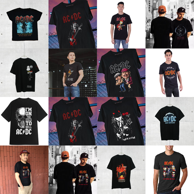 Kaos ACDC Rock Band AC DC Tshirt Bahan 100% Cotton Casual T-SHIRT