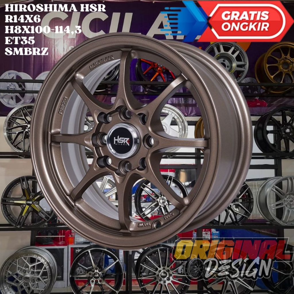 Velg Mobil Ring 14 R14 HSR HIROSHIMA COCOK UNTUK CALYA SPRESSO BRIO KARIMUN