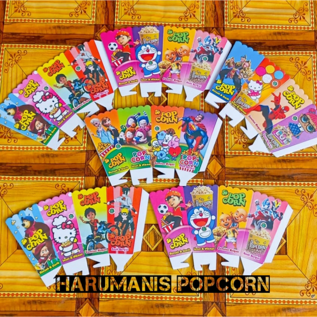 

500 Lembar kemasan popcorn/ Kotak popcorn / Bungkus popcorn / Wadah kemasan popcorn ukuran 6x12 cm