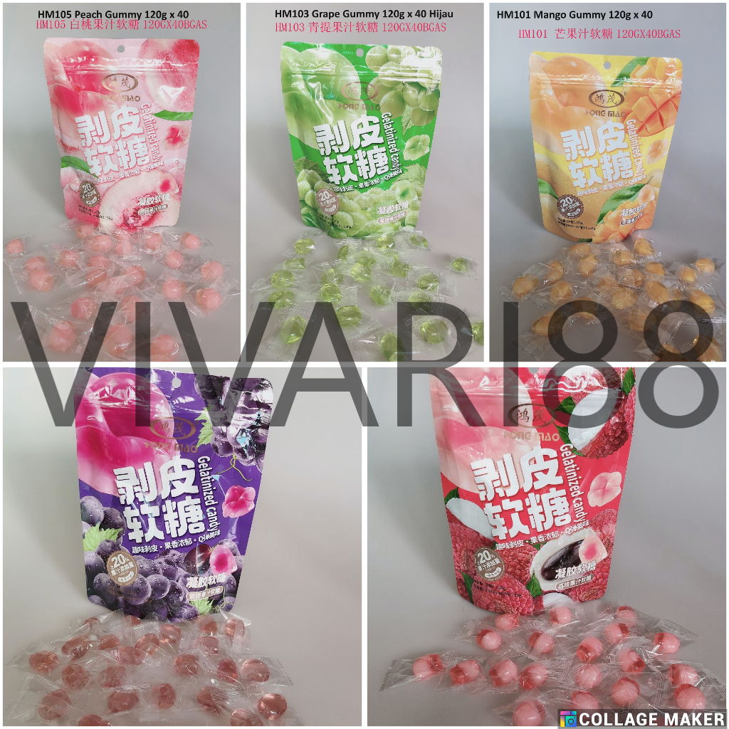 

HongMao Gelatinized Candy Soft Candy Pouch Permen Jeli Lunak 120g