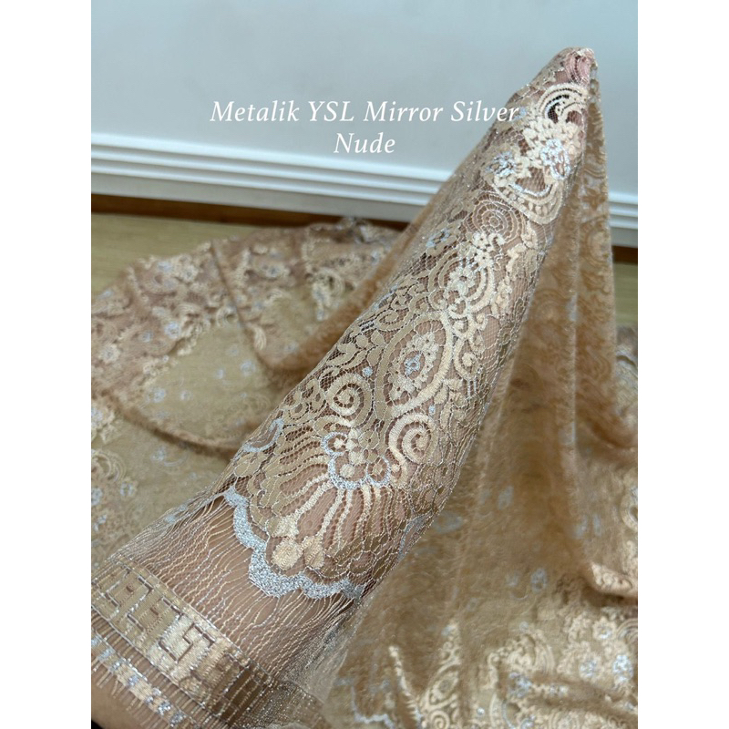 kain kebaya Metalik ysl mirror silver bisa cod
