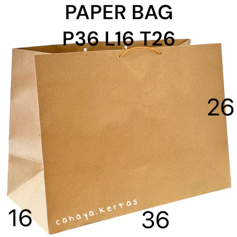

shopping bag jumbo 36 x 26 paper bag coklat polos XL ukuran P36 L16 T26