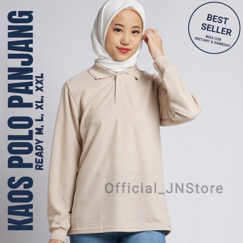 KAOS POLO LENGAN PANJANG WANITA | WARNA COKSU [COKLAT SUSU] | Kaos kerah | kaos polo | Long Sleeve P