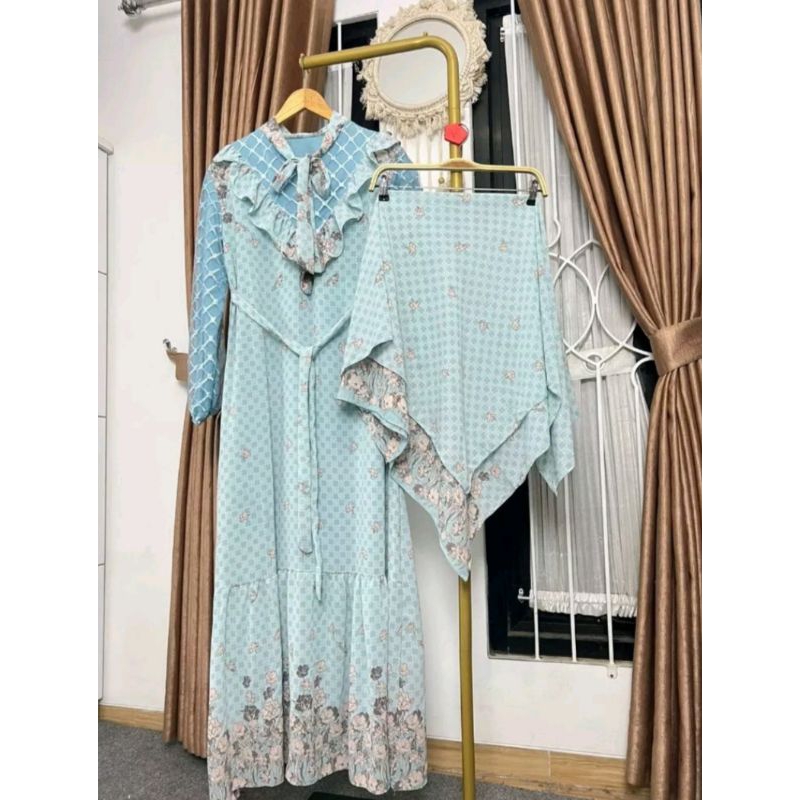 set hijab wanita,gamis kondangan kekinian,dress tile,baju kondangan