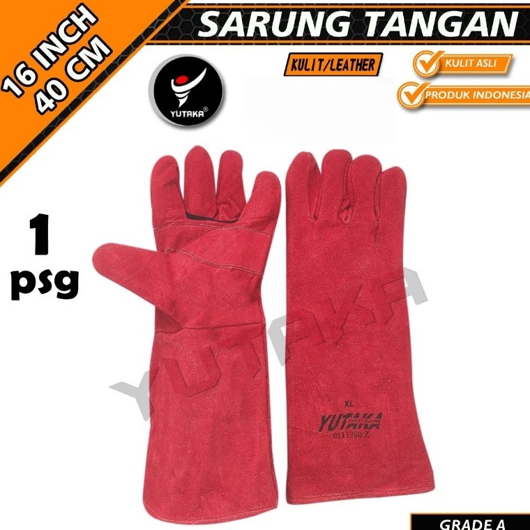 tn SARUNG TANGAN LAS YUTAKA 16 INCH MERAHsarung tangan kulit las yutaka 16 inch murahsarung tangan w