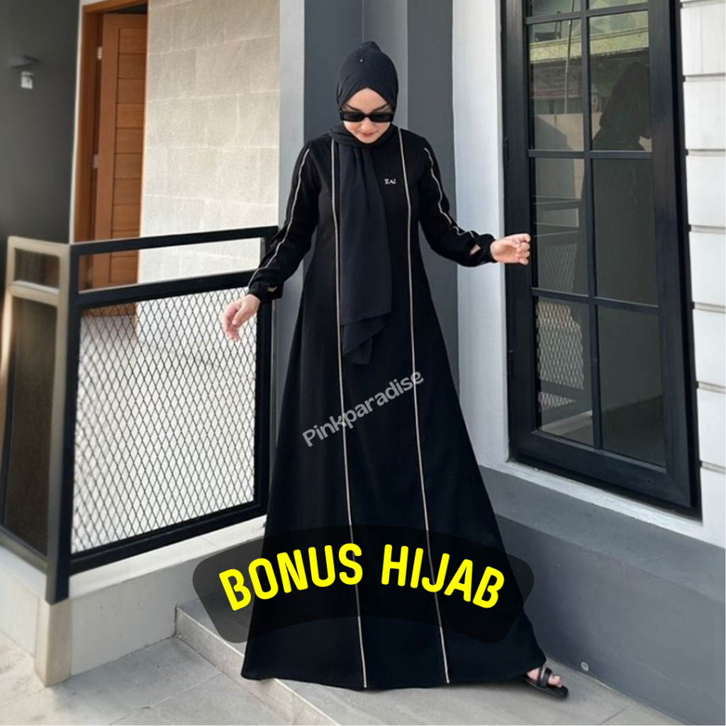 Pinkparadise - Gamis Pesta Mewah Elegan Gamis Terbaru Dress Korean Style Abaya HItam Wanita Gratis H