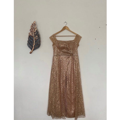Preloved Wedding night dress gaun malam pesta kondangan rose gold bling bling