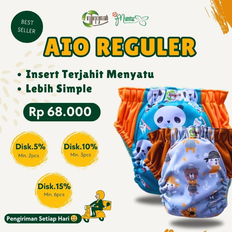Clodi Ningrat AIO Reguler dan Jumbo - Popok Kain Bayi Cuci Ulang Cloudy SNI  Berkualitas