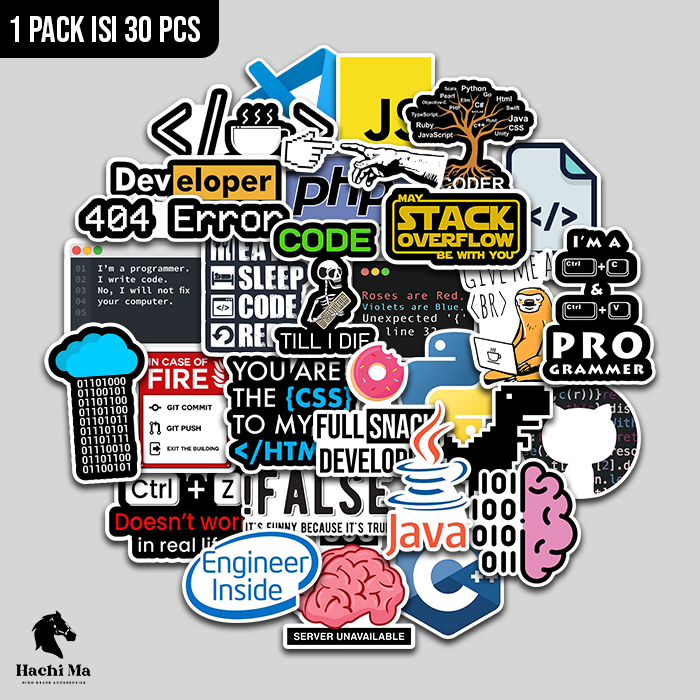 

STIKER PACK PROGRAMMER PROGRAMMING CODING ANTI AIR | STIKER HELM LAPTOP KOMPUTER KOPER | VINYL LAMINASI DOFF WATERPROOF