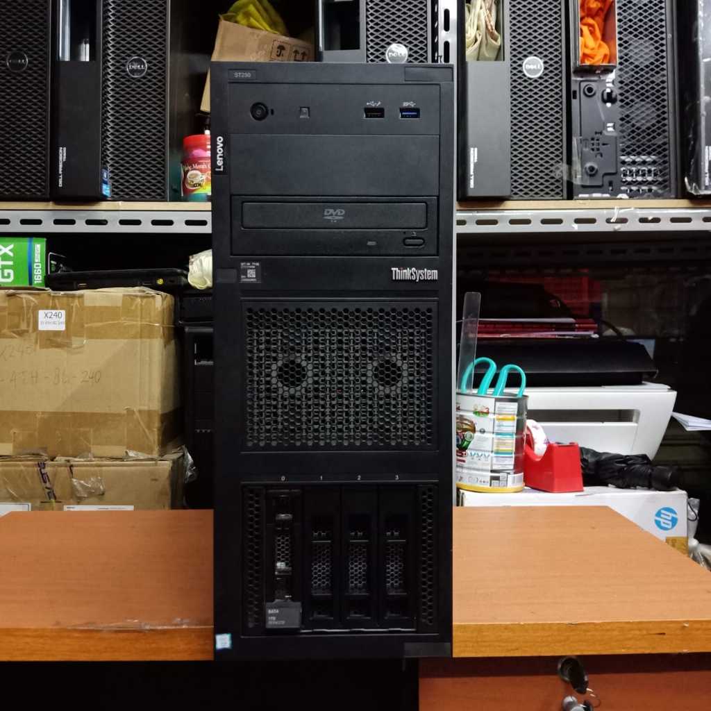 Server lenovo thinkSystem ST250 Xeon E-2104G 3.20Ghz Ram 8Gb/16Gb/Hdd 1tb siap pakei