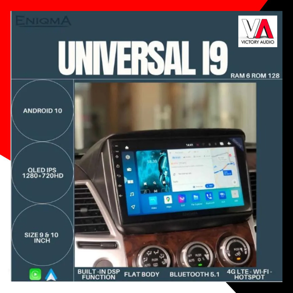 Head Unit Mobil Double Din Android ENIGMA ENIQMA EG-1078 i9 SIM Card 4G Compatible RAM 6GB ROM 128GB