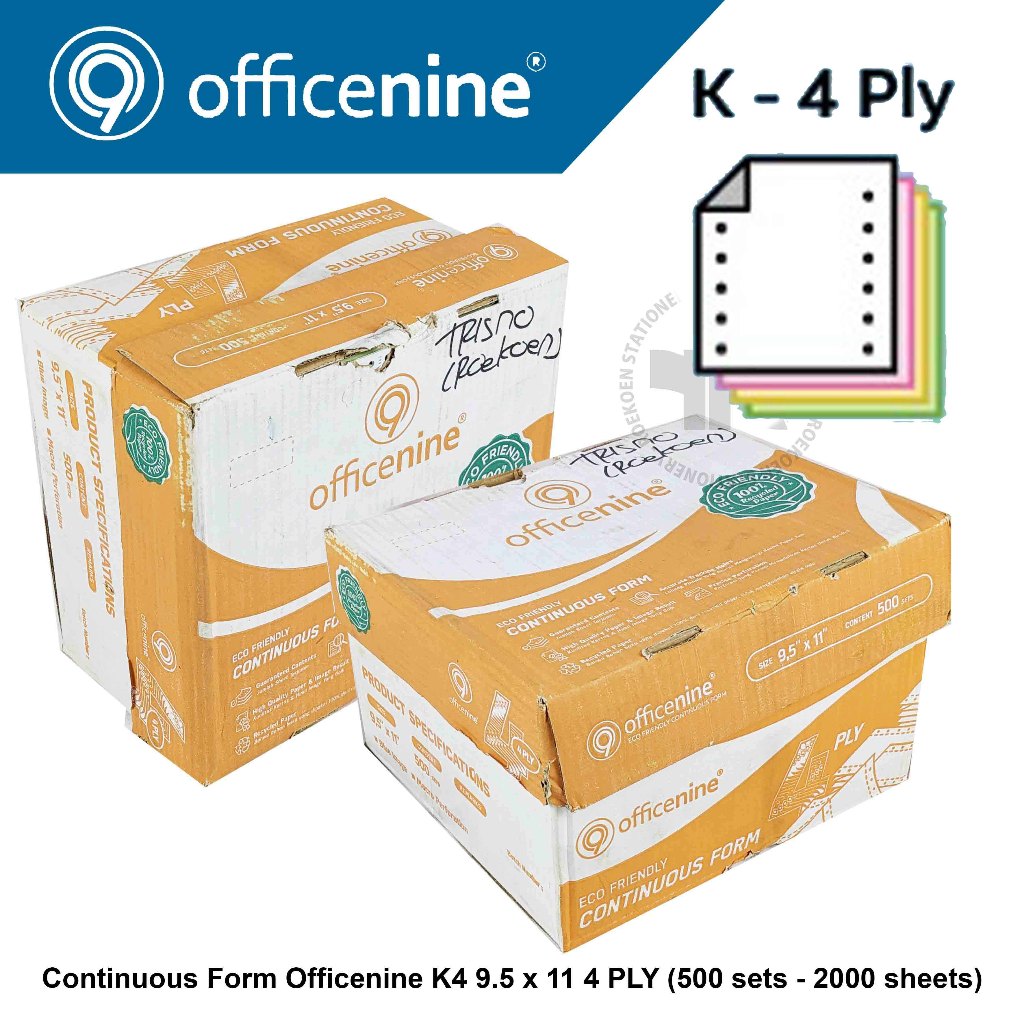

Officenine Continuous Form K4 Full 9.5" x 11" - 4PLY - 500Sets (Box Kuning)