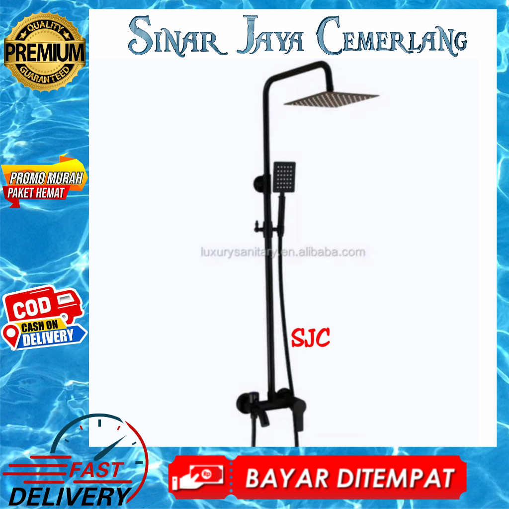 Shower column panas dingin black - Shower Tiang hitam minimalis - Shower Column Black Keran Panas Di