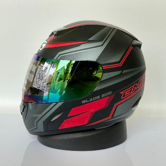 Helm BMC Blade #9 Black Red Doff Full Face Termurah Original SNI Kaca Rainbow