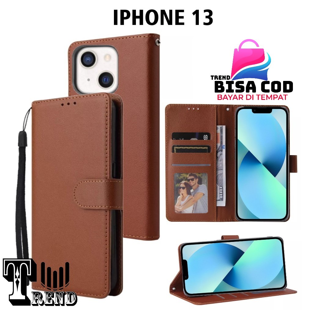 LEATHER CASE FLIP IPHONE 13 - FLIP CASE KULIT UNTUK IPHONE 13