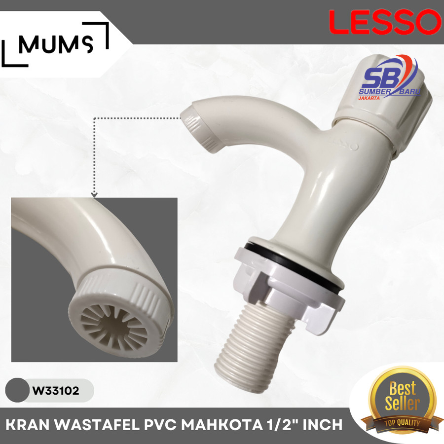 Kran Wastafel Mahkota Pvc Lesso 1/2" Inch Keran Air Plastik Bagus Awet Kran Angsa Basin Faucet Kran 