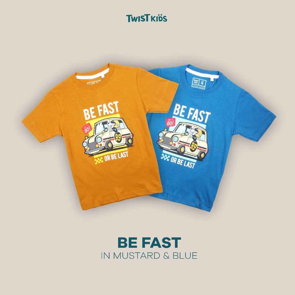 Twist Kids - Kaos Oblong Lengan Pendek Anak Laki-Laki Gambar Dino dan Mobil