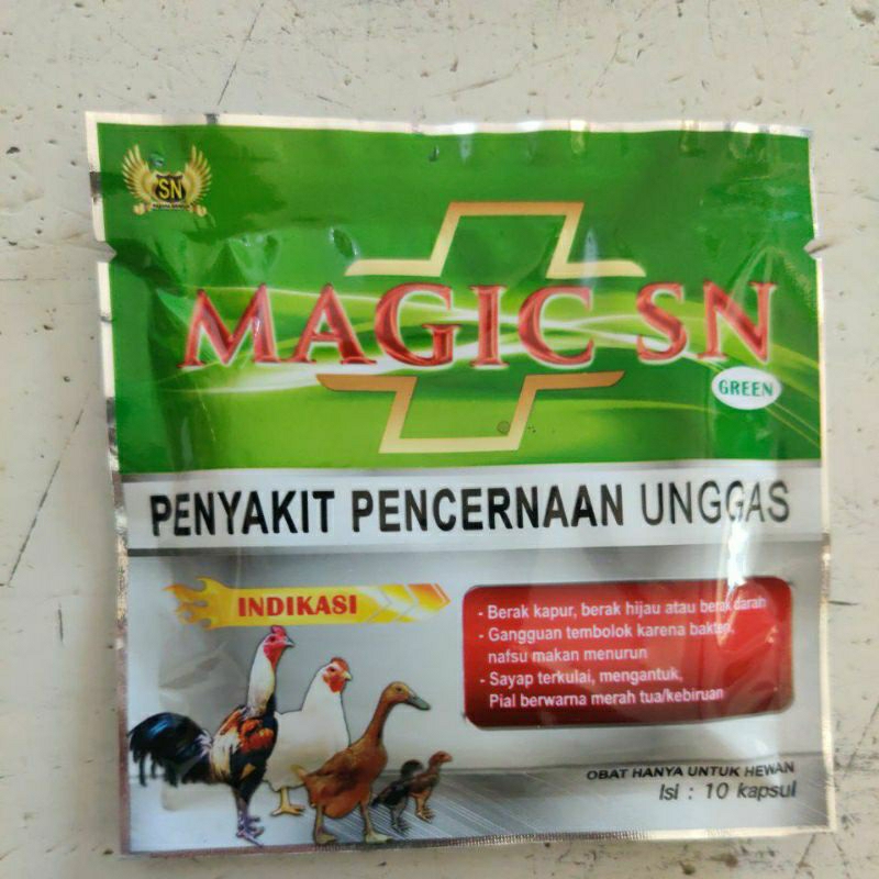 obat jamu ayam magic SN hijau penyakit pencernaan unggas isi 10 kapsul