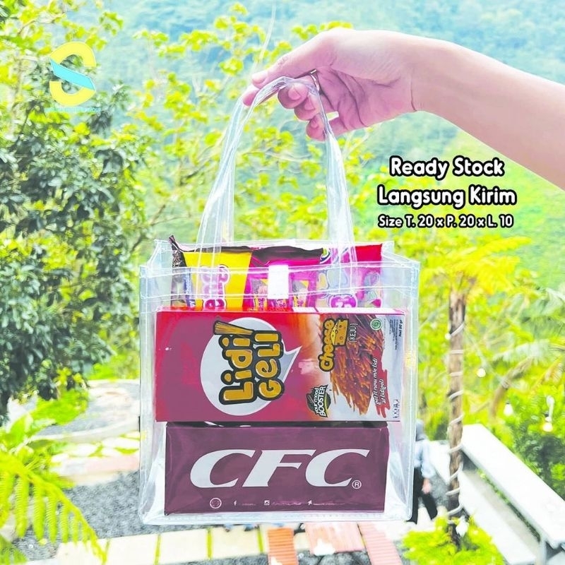 

TAS MIKA PLASTIK BENING TRANSPARAN TEBAL UNTUK HAMPERS, KADO, BINGKISAN SNACK