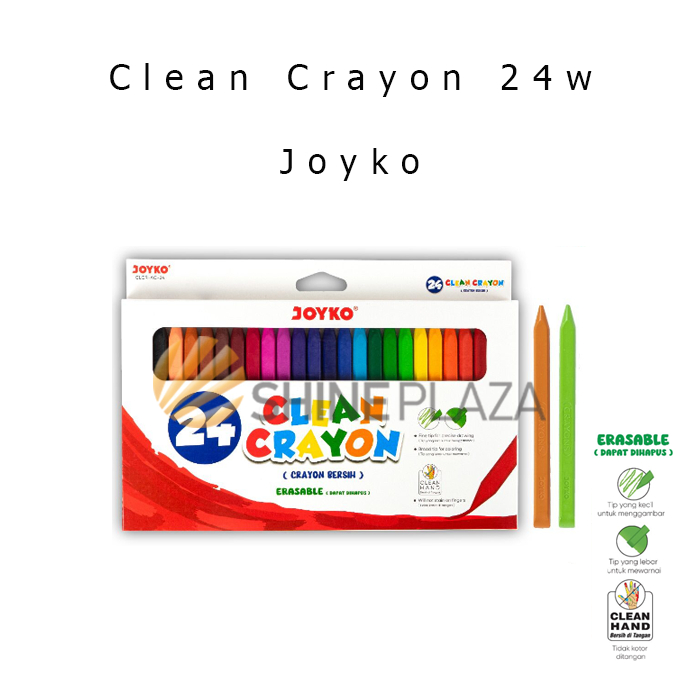 

Clean Crayon 24 Colors Joyko CLCR-AC-24 - Krayon Warna Bersih Dapat Dihapus