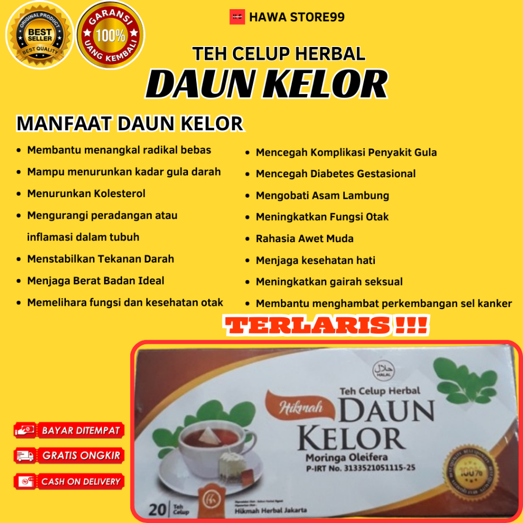 

Teh CELUP Daun Kelor Moringa tea herbal Asli Original | HIKMAH Teh Celup DAUN KELOR ASLI